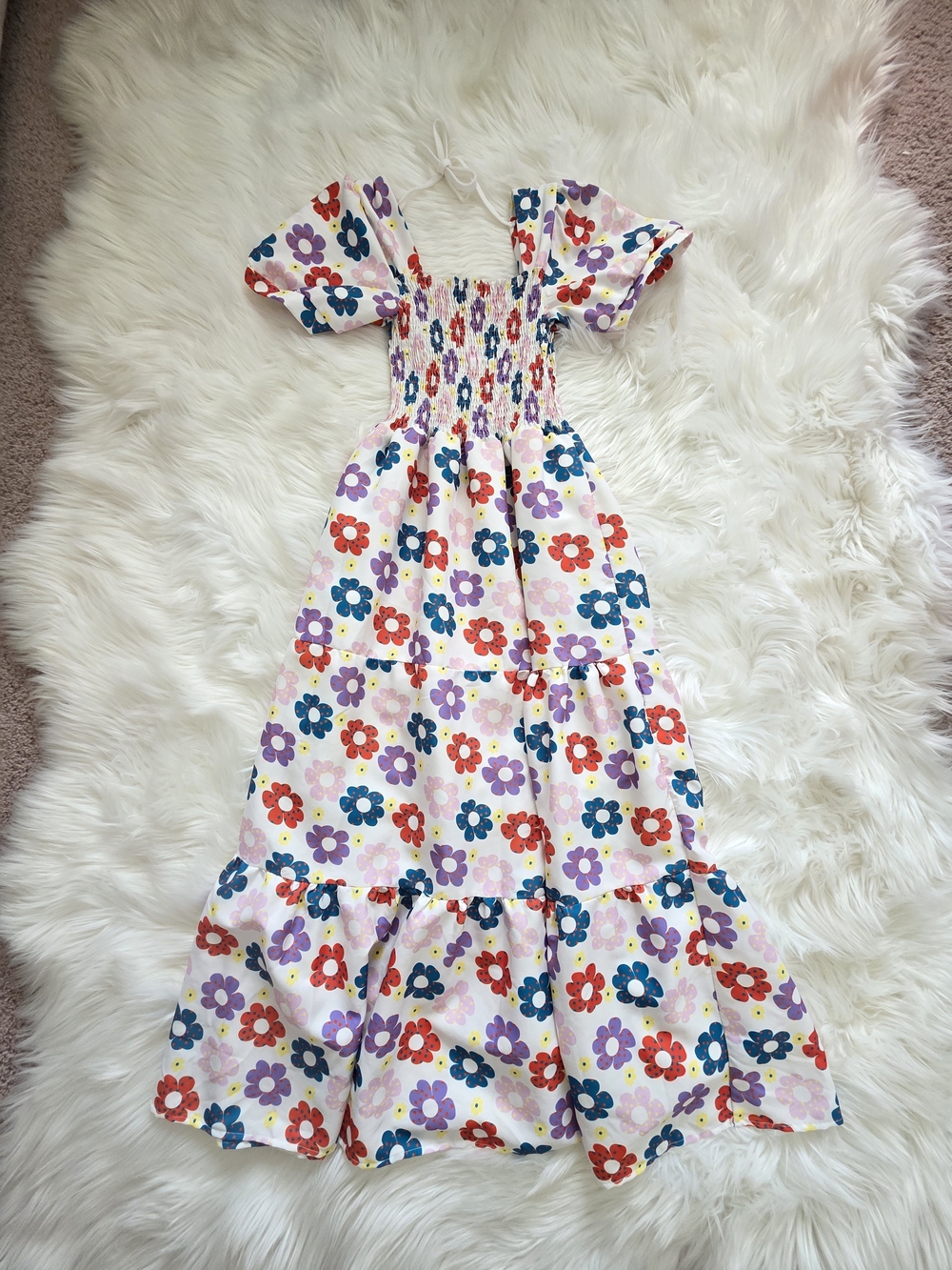 Colorful Floral Smocked Maxi Dress - Picture 2 of 3